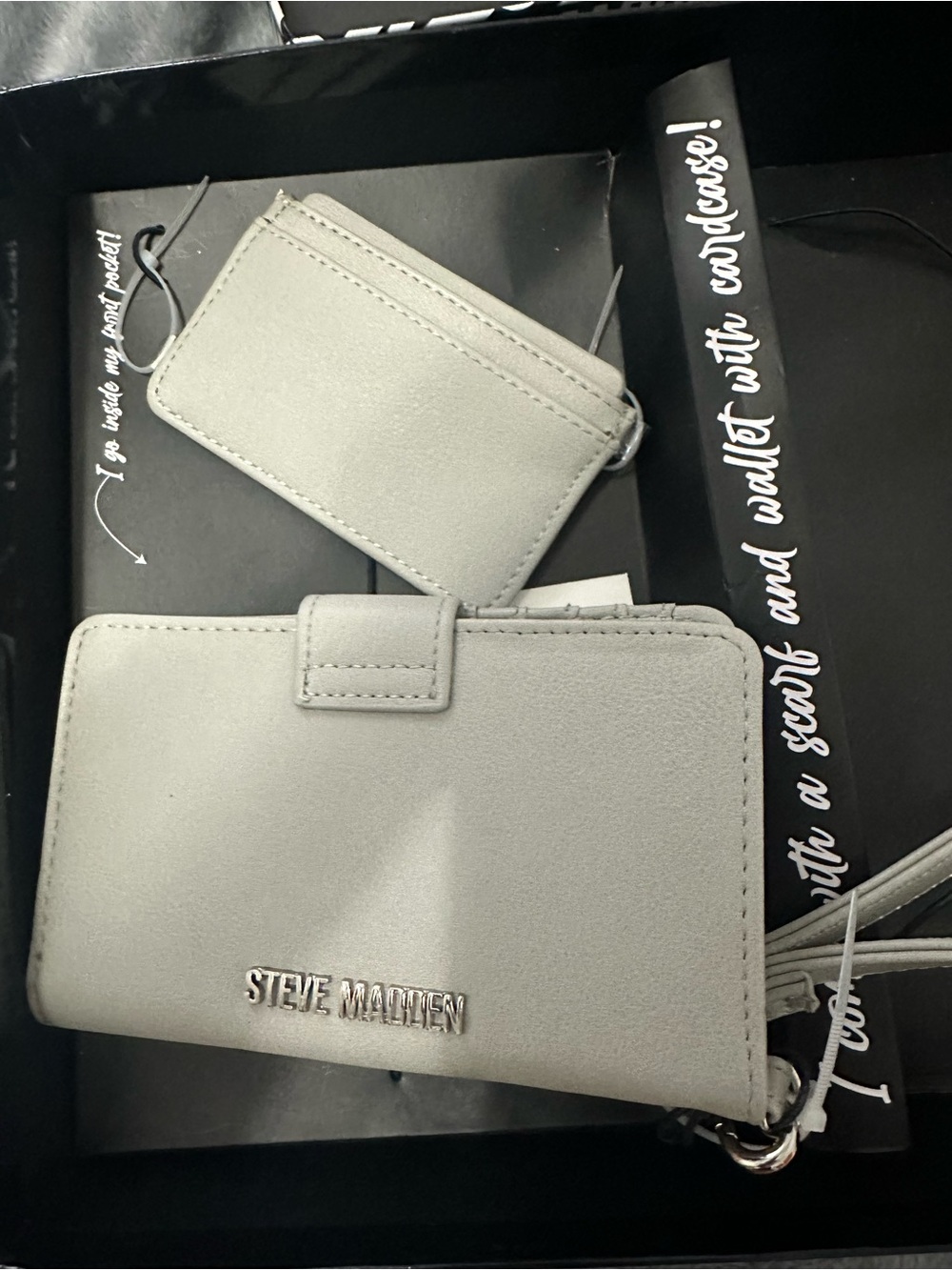 Steve Madden Light Gray Wallet with Cardholder Set NWT